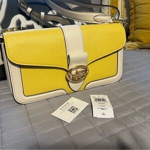 Coach Georgie yellow/cream shoulder bag and coin purse.
